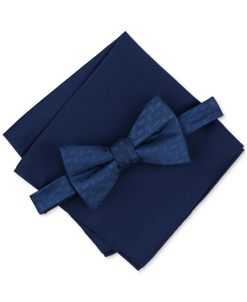 Alfani Men's Parkdale Abstract Bow Tie & Solid Pocket Square Set, Created for Macy's