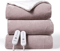 Caromio King Size Flannel Sherpa Electric Heated Blanket with Dual Control, 100" x 90"