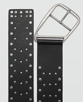 Mango Women's Stud Leather Belt