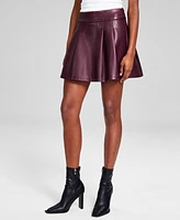 And Now This Women's Faux-Leather Pleated Mini Skirt, Created for Macy's