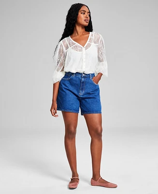 And Now This Women's High Rise Denim Shorts, Created for Macy's