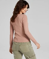 And Now This Women's Ribbed Crewneck Sweater, Created for Macy's