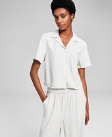 And Now This Women's Notched Collar Short-Sleeve Camp Shirt, Created for Macy's