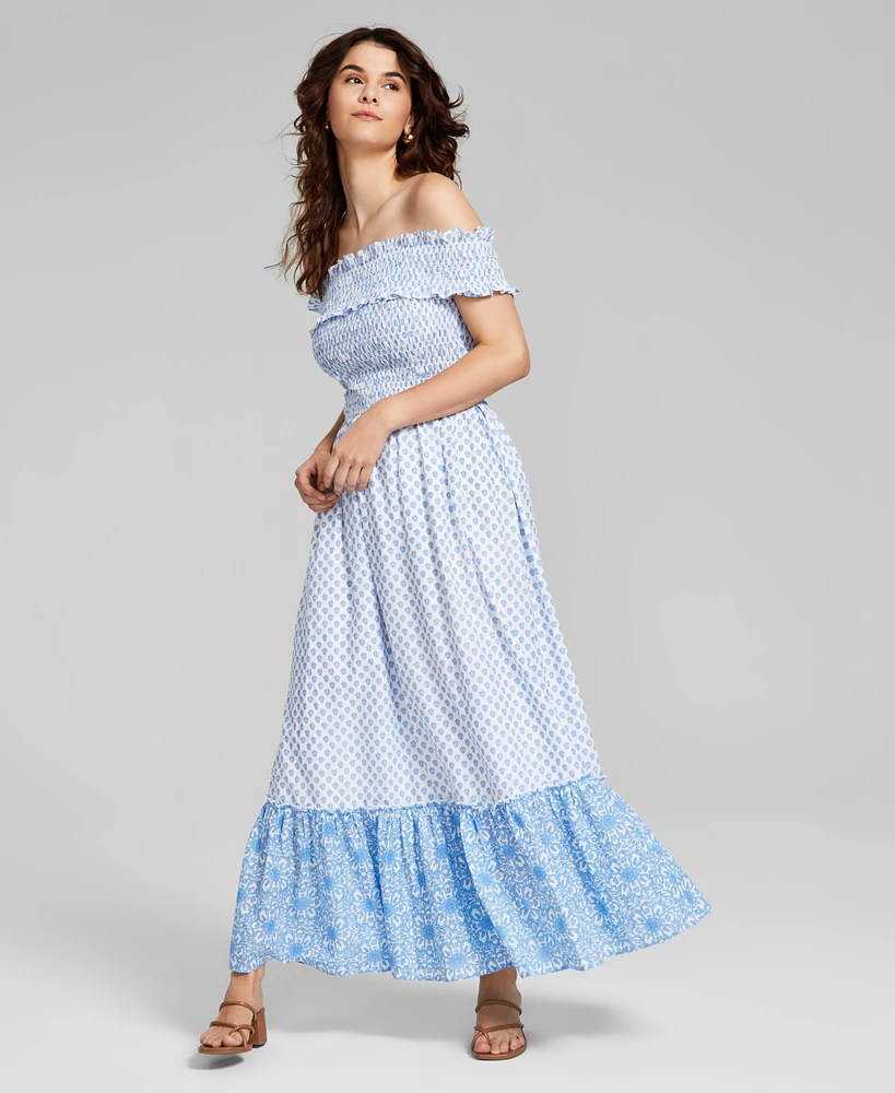 And Now This Women's Cotton Off-The-Shoulder Maxi Dress, Created for Macy's