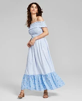 And Now This Women's Cotton Off-The-Shoulder Maxi Dress, Created for Macy's