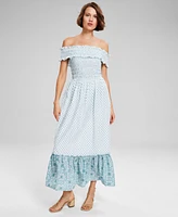 And Now This Women's Cotton Off-The-Shoulder Maxi Dress, Created for Macy's