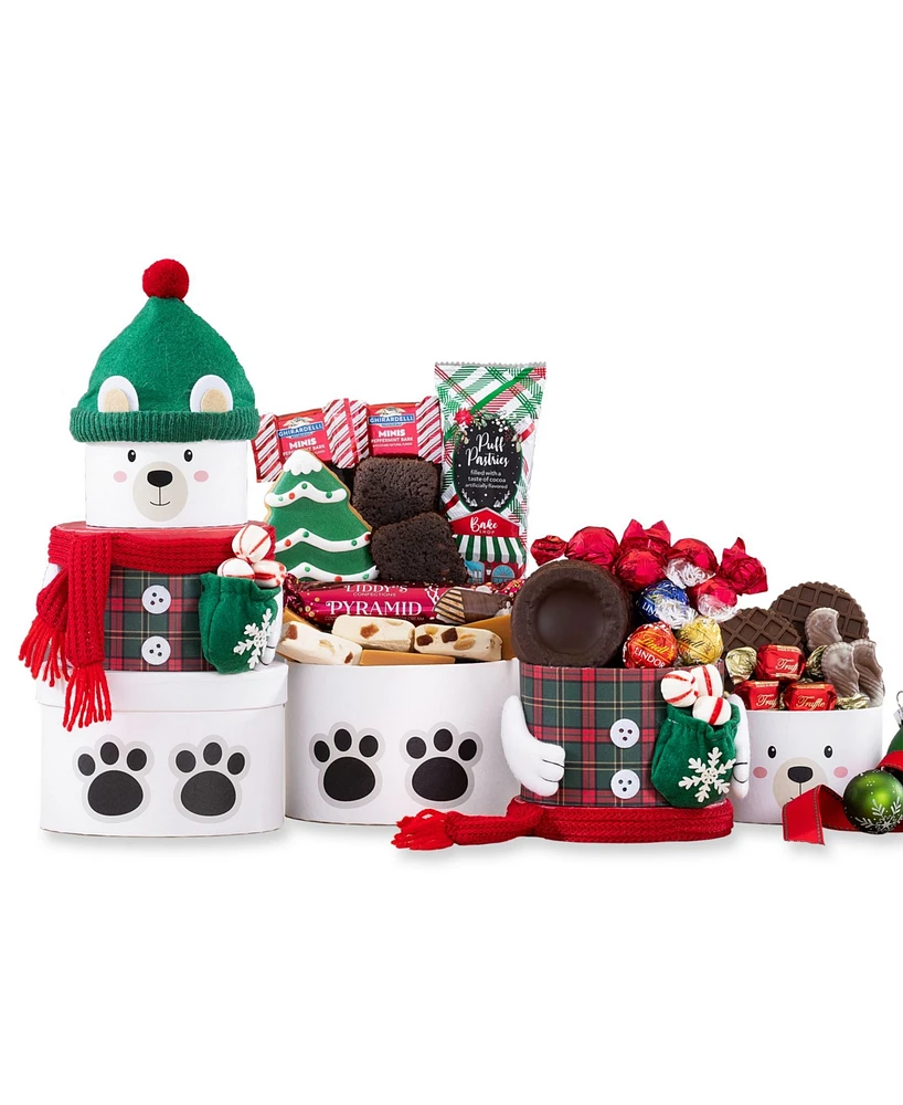 Wine Country Gift Baskets Holiday Polar Bear Gift Tower, 18 Piece