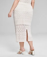 And Now This Trendy Plus Crochet Midi Skirt, Created for Macy's