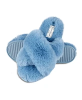Jessica Simpson Women's Extra Soft High Plush Cross Band Slide Slippers