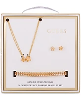 Guess Cubic Zirconia Star Pendant Necklace, Double Stretch Bracelet Stud Earrings Set