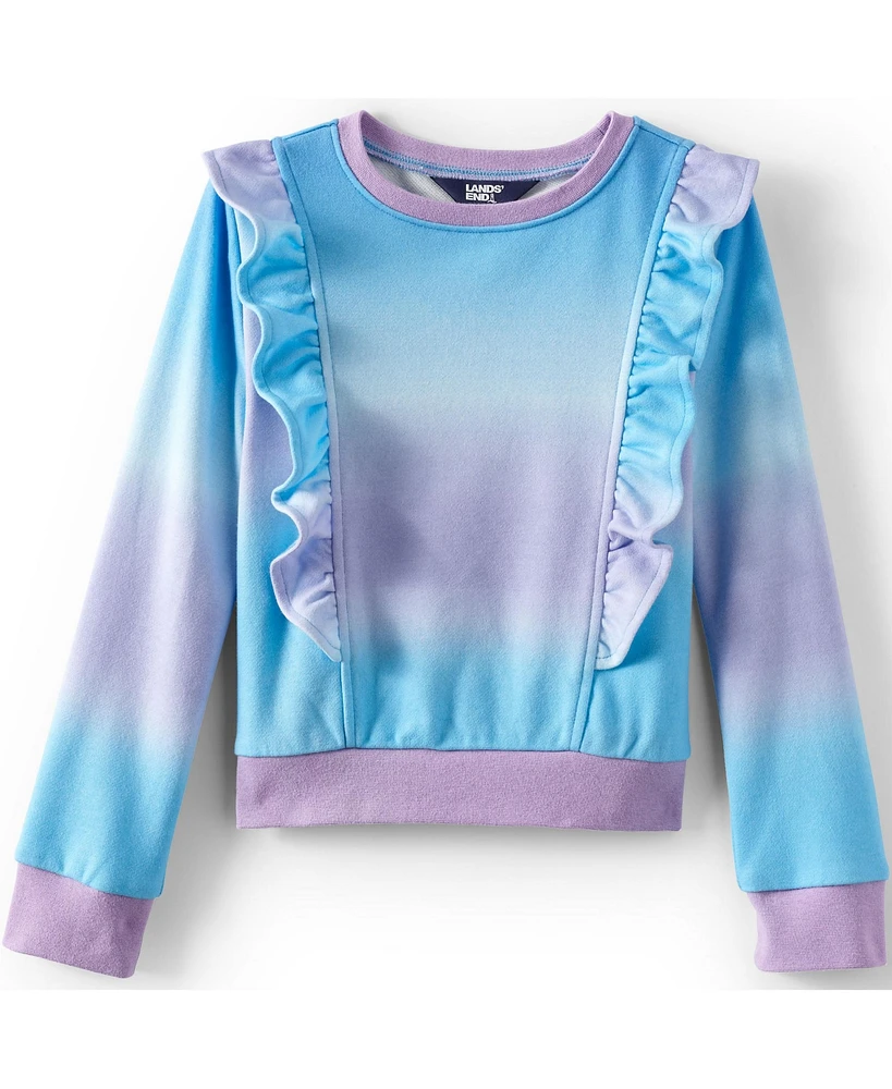 Lands' End Girls Long Sleeve Cozy Ruffle Sweatshirt Top