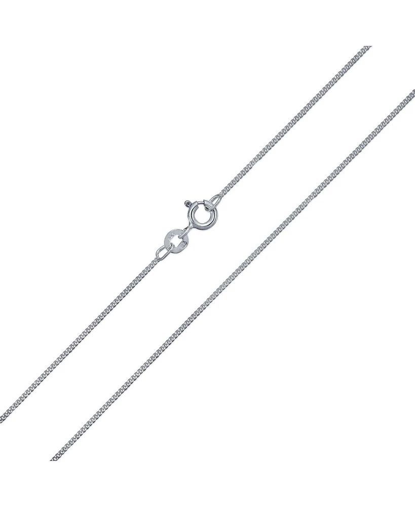 Bling Jewelry Unisex Thin 2MM Strong Simple Miami Cuban Curb Chain Necklace .925 Sterling Silver