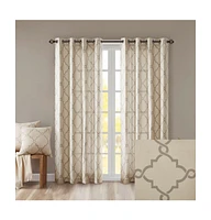 Madison Park Saratoga Fretwork Print Single Window Curtain Panel for Bedroom, Grommet Top Design Living Room