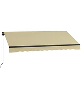 Outsunny 8' x 6.5' Patio Retractable Awning Sunshade Shelter, Beige