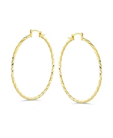 Bling Jewelry Creole Twisted Rope Cable Big Large Hoop Earrings For Women For 18K Gold Plated Brass Lightweight 2 Inch Diameter