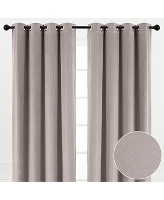 Chanasya Premium Brown Velvet Curtains Panel Set 2 -Piece - Grommet Partial Blackout Curtain Room Darkening Drapes for Living Bedroom