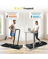 Redliro 2 in 1 Under Desk Folding Treadmills Walking Running Machine 7.6MPH for Home Office Black