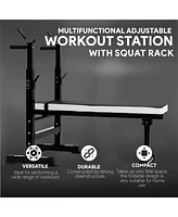 BalanceFrom Fitness Adjustable Strength Training Workout Station, Black & White