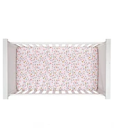 Lambs & Ivy Little Garden 100% Cotton Pink Floral Fitted Crib/Toddler Sheet