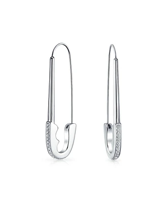 Bling Jewelry Safety Pin Symbol Support For displaced people Threader Earrings Crystal Accent Silver Tone Surgical Steel Add Charms