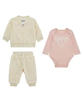 Guess Baby Girl Active Zip-Up Sweatshirt and Pant, 3-Piece Set