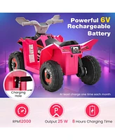 Gymax Kids Electric Ride On Atv Toy 6V Battery Powered Vehicle w/ Direction Control Rose Red