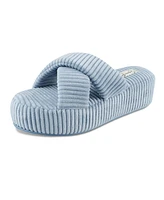 Jessica Simpson Women's Ribbed Terry Cross Band Slide Platform Slipper