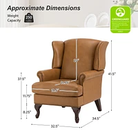 Helmuth Genuine Leather Armchair with Solid Wood Legs