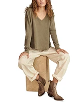 Lucky Brand Women's Cotton V-Neck Long-Sleeve Top