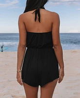 Cupshe Women's Halter Self Tie One Piece Romper Swimsuit (Available Xs-4XL)