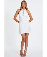 Quiz Women's Womens's Woven Halter Neck Dimante Bow Mini Dress