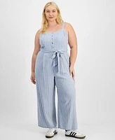 And Now This Trendy Plus Striped Sleeveless Jumpsuit, Exclusively at Macy's