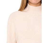 Vince Camuto Women's Sequin-Stripe Turtleneck Sweater