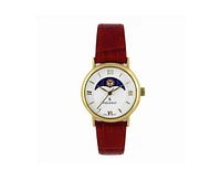 Peugeot Women's 26mm Sun-Moon Phase Gold Watch with Brown Leather Strap