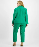 Le Suit Plus Single-Button Straight-Leg Pantsuit