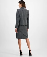 Le Suit Women's Seamed Birdseye Tweed Skirt Suit, Regular & Petite