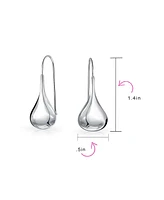 Bling Jewelry Simple Plain Puffed Teardrop Pear Shaped Rain Drop Earrings For Women Fishhook Threader Polish Sterling Silver Inch