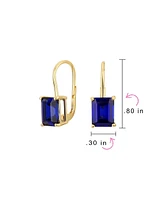 Bling Jewelry Traditional 4.50 Ctw Created Stone Emerald Cut Drop Earrings Hinge Lever Back Yellow Gold Plated Sterling Silver