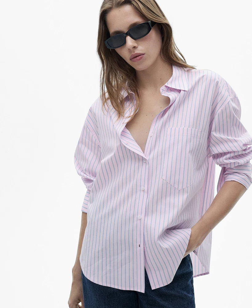 Mango Women's Striped Cotton Shirt