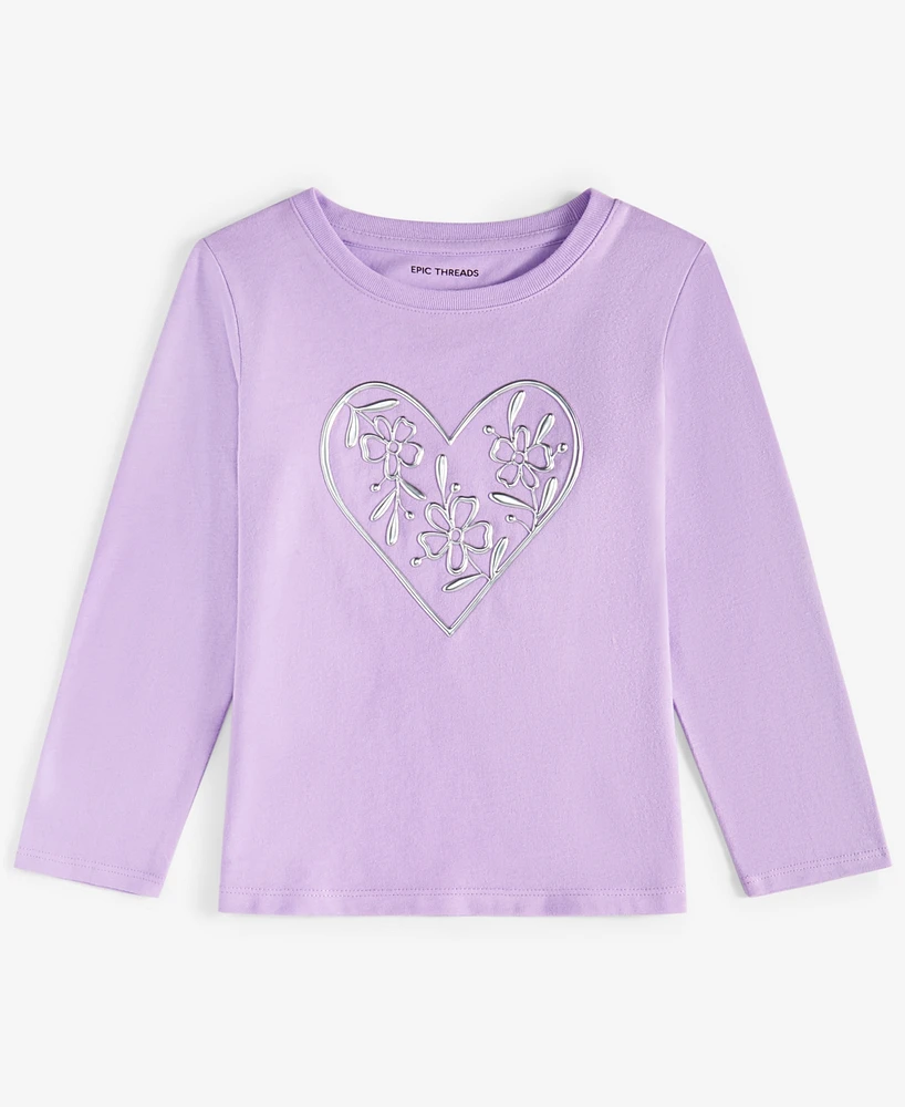 Epic Threads Toddler Girls Metallic Heart Graphic T-Shirt, Created for Macy's