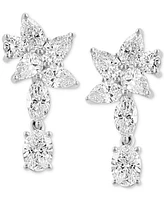 Effy Lab Grown Diamond Mixed-Cut Flower Motif Drop Earrings (3 ct. t.w.) in 14k White Gold