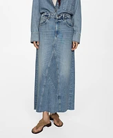 Mango Women's Slit Denim Skirt