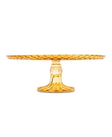 Amici Home Rochester Footed Glass Cake Stand - Amber