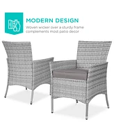 Best Choice Products 5-Piece Indoor Outdoor Wicker Patio Dining Table Furniture Set w/ Umbrella Cutout, 4 Chairs