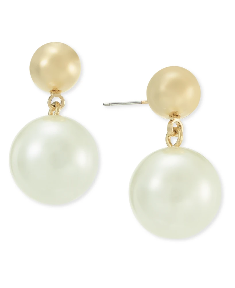 Charter Club Gold-Tone Imitation Pearl Open Drop Earrings, Created for Macy's