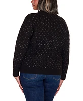 Belldini Black Label Plus Embellished Cabled V-Neck Sweater