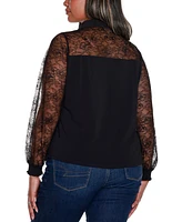 Belldini Black Label Plus Lace Inset Knit Blouse