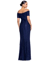 Xscape Petite Off-The-Shoulder Lace Evening Gown