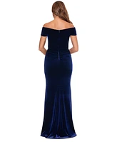 Xscape Women's Velvet Off-The-Shoulder Evening Gown