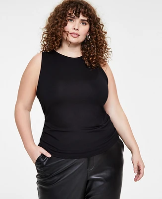 Bar Iii Trendy Plus Sleeveless Jersey Crewneck Top, Created for Macy's
